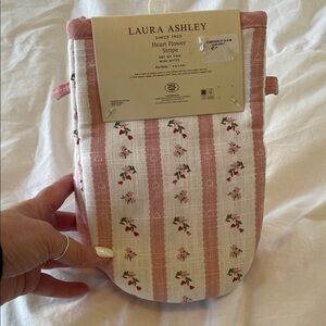 Laura Ashley Pink and White Striped Oven Mitt